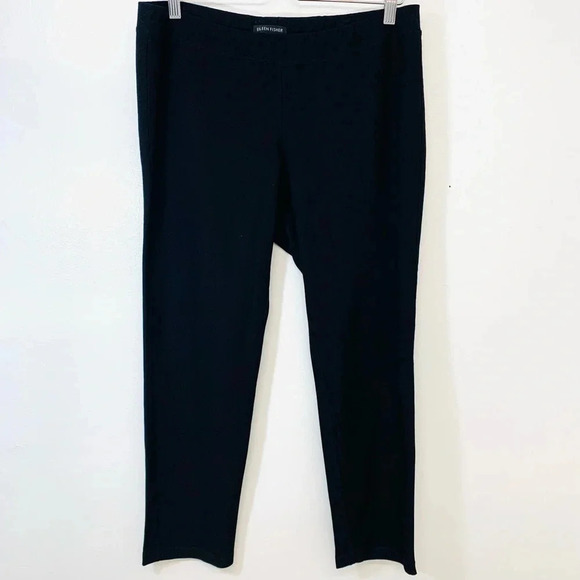 Eileen Fisher Pants Woman Medium   Black Pull On Stretch Viscose Nylon 26" - Picture 1 of 10